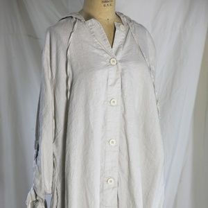 Women's 2X natural linen hoodie/tunic